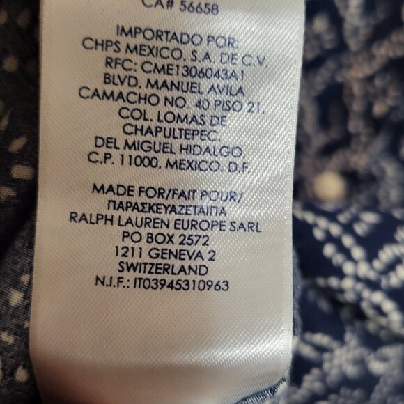 🌿Chaps Women's Small Blue White Print Cap Sleeve Box Style Summer Shirt - Picture 6 of 12